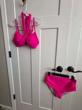 Like new Hot Pink Wraparound High-Waisted Bikini Set